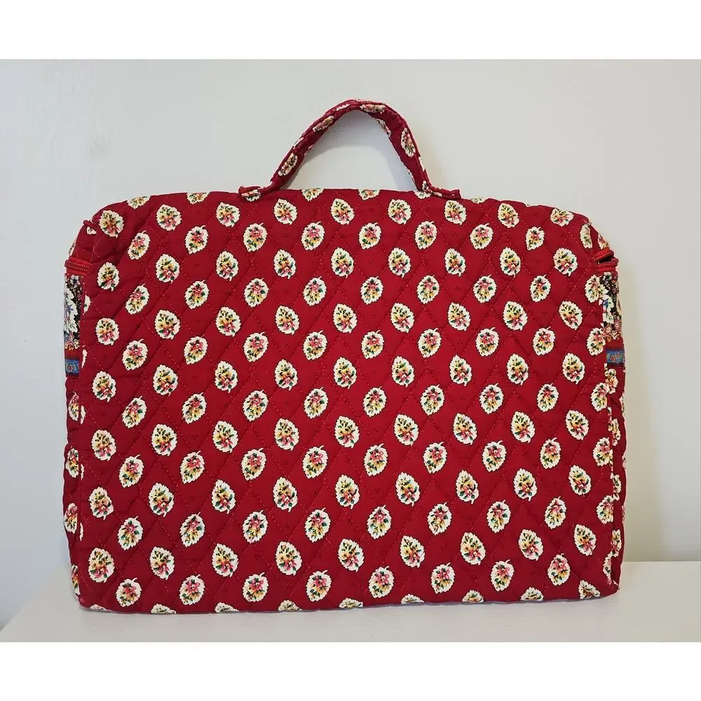 Vintage Vera Bradley Red Leaf Floral Paisley Quilted Laptop Notebook Bag Case
